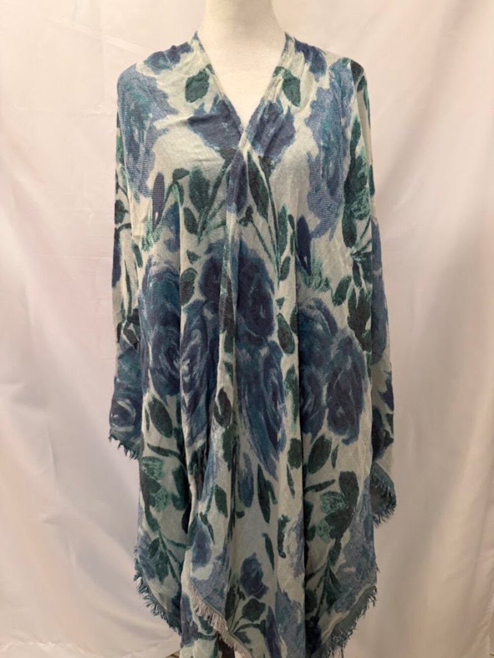 OSFM Colorful Wrap/Shawl in a Vibrant Light and Dark Floral Pattern